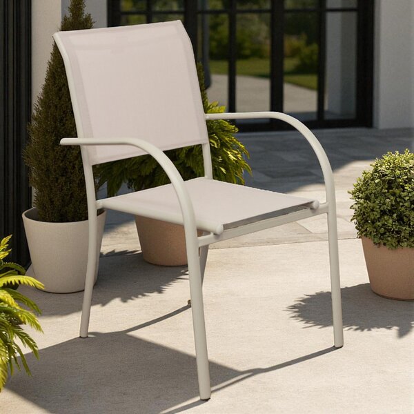 VivaGarden Sedia per Esterni Impilabile in Alluminio/Textilene Dimensioni 56x63x86 cm colore Tortora - Fairfield