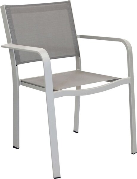 VivaGarden Sedia per Esterni Impilabile in Alluminio/Textilene Dimensioni 56x60x84 cm colore Tortora - Zen