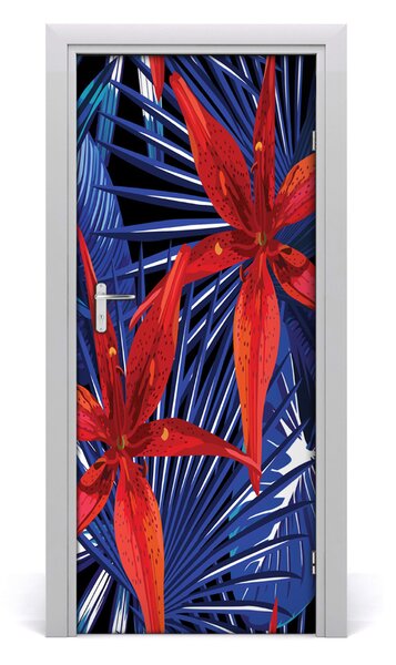 Adesivo per porta Fiori tropicali 75x205 cm
