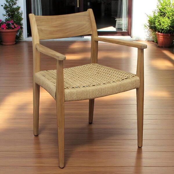 VivaGarden Sedia per Esterni Impilabile in Legno/Wicker Dimensioni 59x60x80 cm colore Marrone Chiaro - Anversa