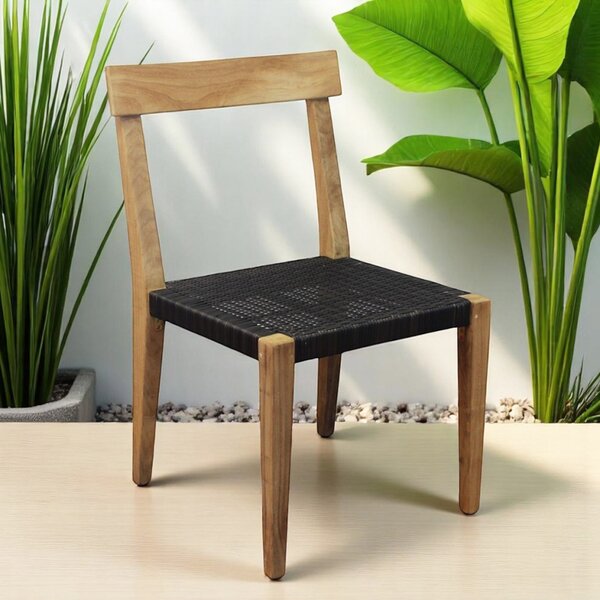 VivaGarden Sedia per Esterni Impilabile in Legno/Corda Dimensioni 55x55x88 cm colore Nero/Marrone - India