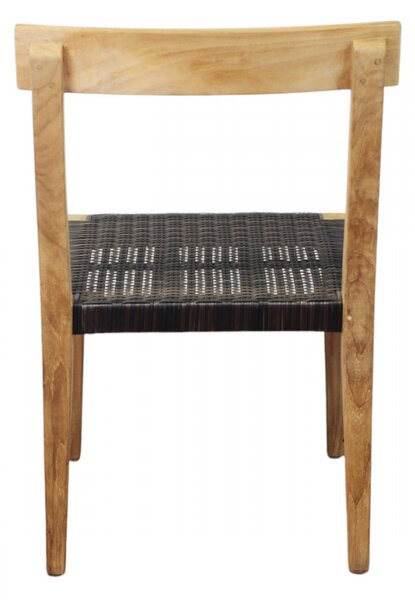VivaGarden Sedia per Esterni Impilabile in Legno/Corda Dimensioni 55x55x88 cm colore Nero/Marrone - India