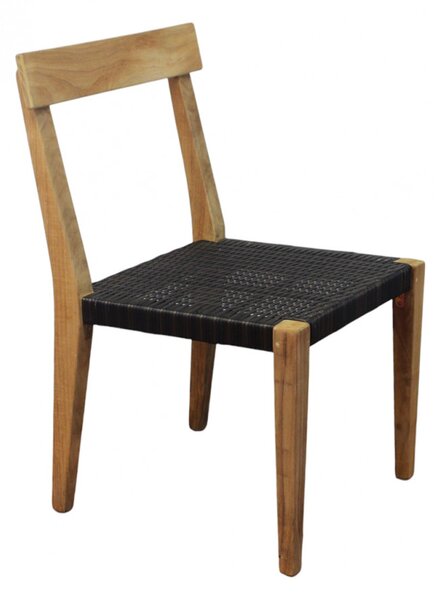 VivaGarden Sedia per Esterni Impilabile in Legno/Corda Dimensioni 55x55x88 cm colore Nero/Marrone - India