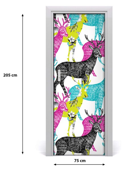 Adesivo per porta Cervo colorato 75x205 cm