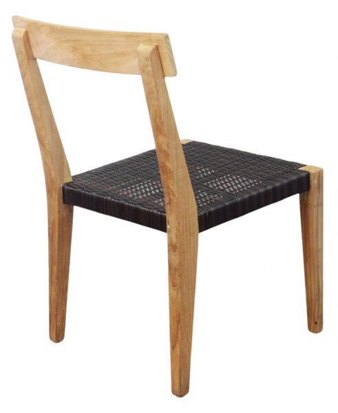 VivaGarden Sedia per Esterni Impilabile in Legno/Corda Dimensioni 55x55x88 cm colore Nero/Marrone - India