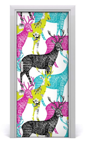 Adesivo per porta Cervo colorato 75x205 cm