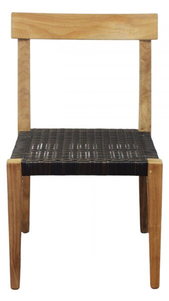 VivaGarden Sedia per Esterni Impilabile in Legno/Corda Dimensioni 55x55x88 cm colore Nero/Marrone - India