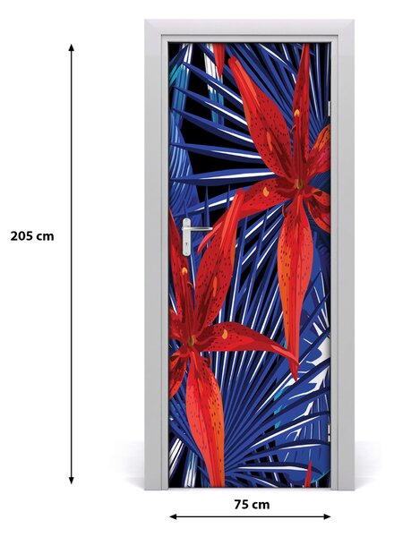 Adesivo per porta Fiori tropicali 75x205 cm