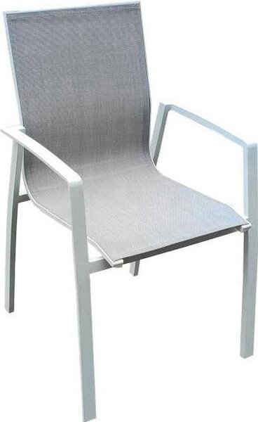 Amicasa Sedia per Esterni Impilabile in Alluminio/Textilene Dimensioni 61x57x89 cm colore Bianco - Atlanta