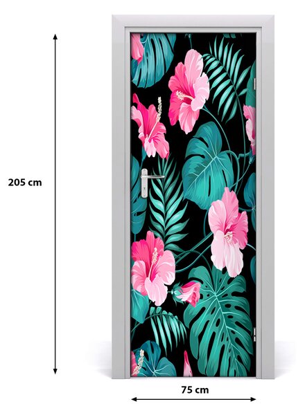 Adesivo per porta interna Fiori hawaiani 75x205 cm