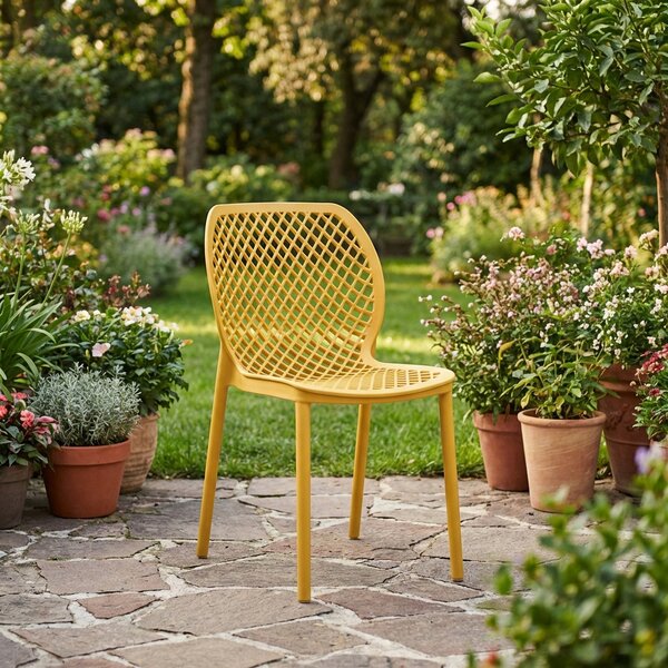 BICA Sedia per Esterni Impilabile in Polipropilene Dimensioni 47x60x82 cm colore Senape - Aria