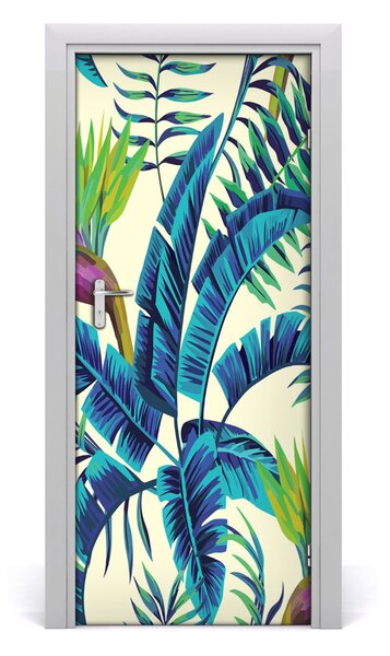 Adesivo per porta interna Foglie tropicali 75x205 cm