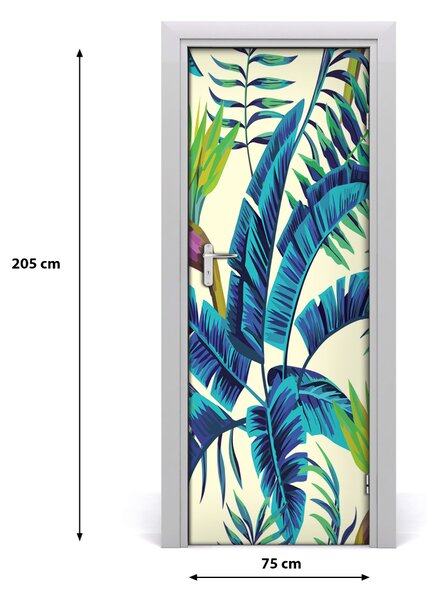 Adesivo per porta interna Foglie tropicali 75x205 cm