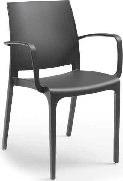BICA Sedia per Esterni Impilabile in Polipropilene Dimensioni 56x56x80 cm colore Grafite - Volga Armchair