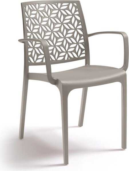 BICA Sedia per Esterni Impilabile in Polipropilene Dimensioni 56x56x81 cm colore Taupe - Ninfa Armchair