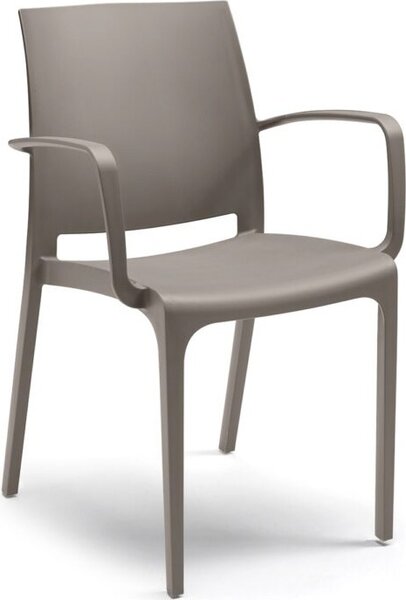 BICA Sedia per Esterni Impilabile in Polipropilene Dimensioni 56x56x80 cm colore Taupe - Volga Armchair