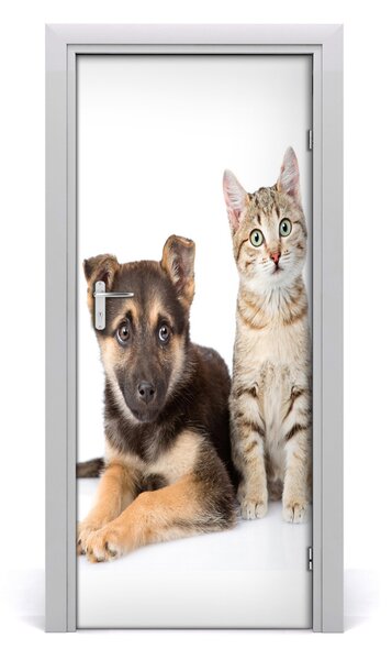 Adesivo per porta Cane e gatto 75x205 cm