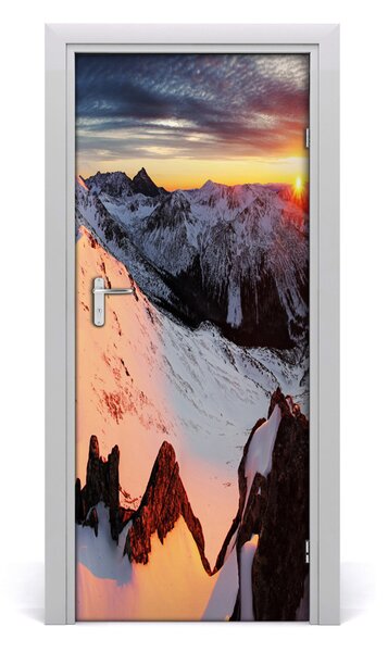 Poster adesivo per porta Paesaggi delle montagne in inverno 75x205 cm