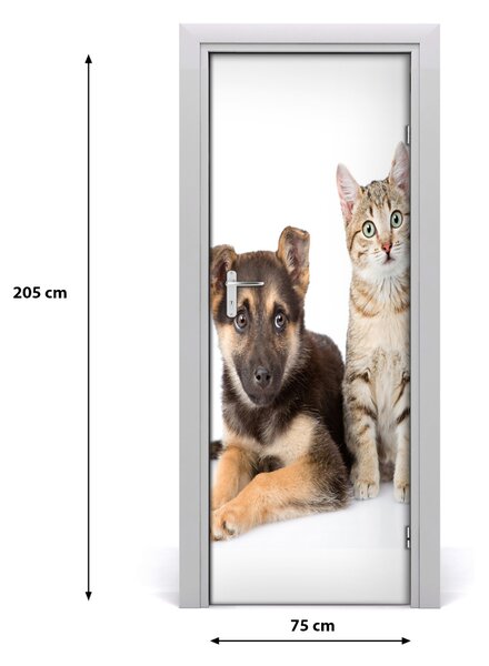 Adesivo per porta Cane e gatto 75x205 cm
