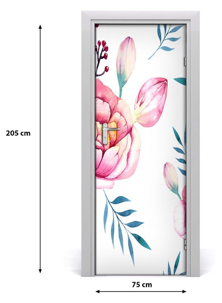 Adesivo per porta interna Peonie 75x205 cm