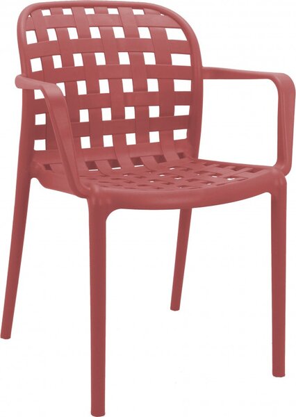 VivaGarden Sedia per Esterni Impilabile in Polipropilene Dimensioni 58x57,5x82,5 cm colore Rosso - Storico