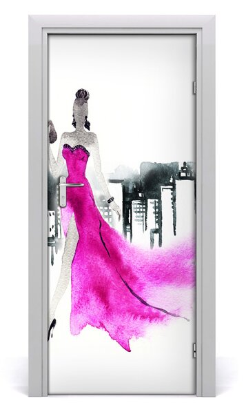 Adesivo per porta interna Illustrazione di moda 75x205 cm