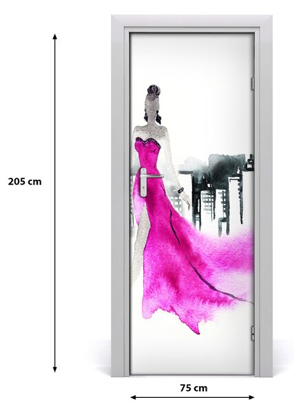 Adesivo per porta interna Illustrazione di moda 75x205 cm