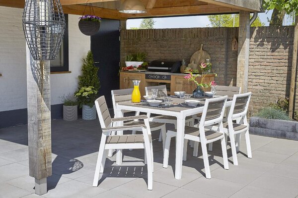 KETER Sedia per Esterni Impilabile in Resina Dimensioni 59x60x86 cm colore Grafite/Bianco - Harmony