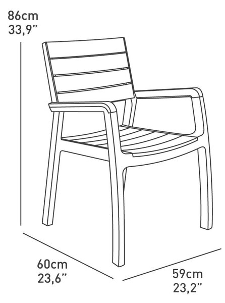 KETER Sedia per Esterni Impilabile in Resina Dimensioni 59x60x86 cm colore Grafite/Bianco - Harmony