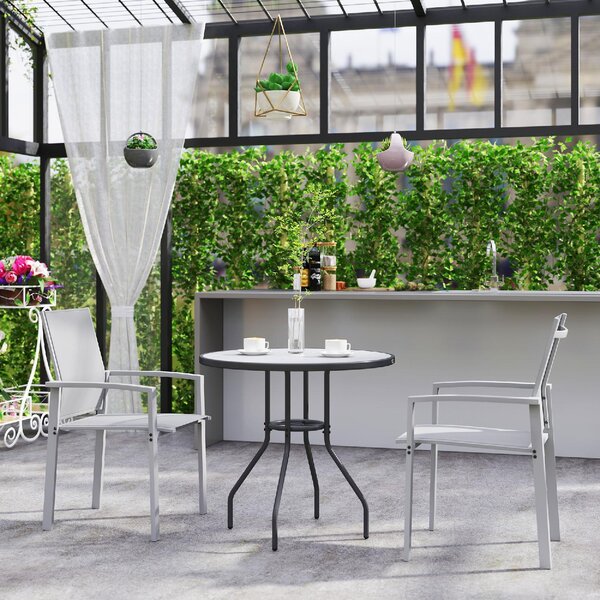 VivaGarden Sedia per Esterni Impilabile Set 2 Sedie da Giardino in Alluminio/Textilene Dimensioni 56x58x89 cm colore Grigio Chiaro