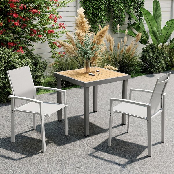 VivaGarden Sedia per Esterni Impilabile Set 2 Sedie da Giardino in Alluminio/Textilene Dimensioni 56x58x89 cm colore Grigio Chiaro