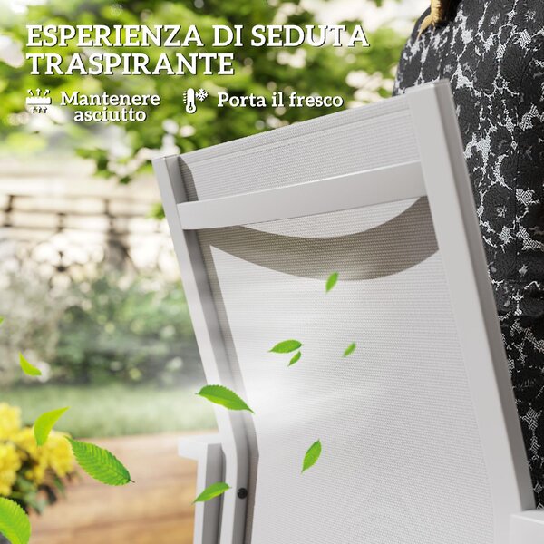 VivaGarden Sedia per Esterni Impilabile Set 2 Sedie da Giardino in Alluminio/Textilene Dimensioni 56x58x89 cm colore Grigio Chiaro