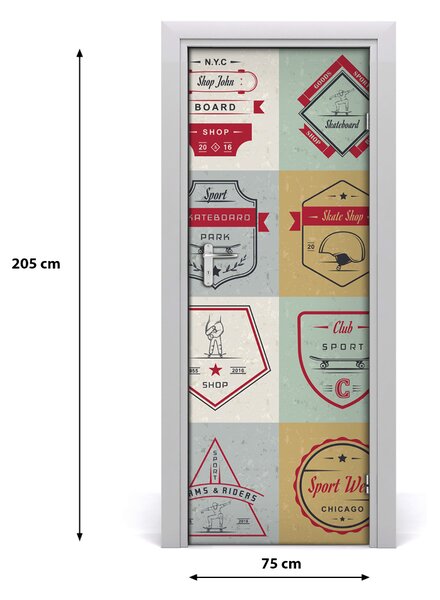 Adesivo per porta interna Skateboard 75x205 cm