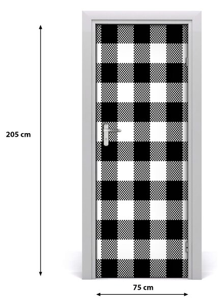 Poster adesivo per porta Griglia in bianco e nero 75x205 cm