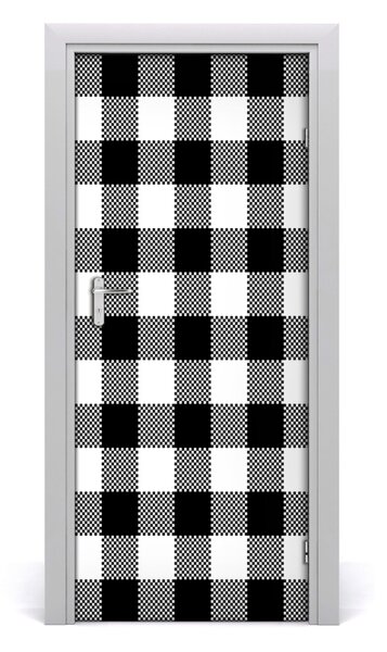 Poster adesivo per porta Griglia in bianco e nero 75x205 cm
