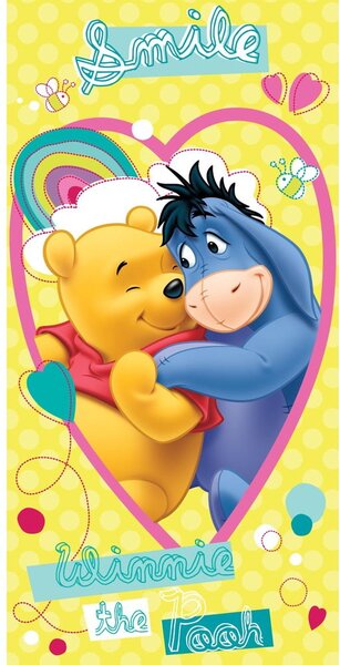 Asciugamano per bambini giallo in cotone 70x140 cm Winnie the Pooh "Smile" – Jerry Fabrics