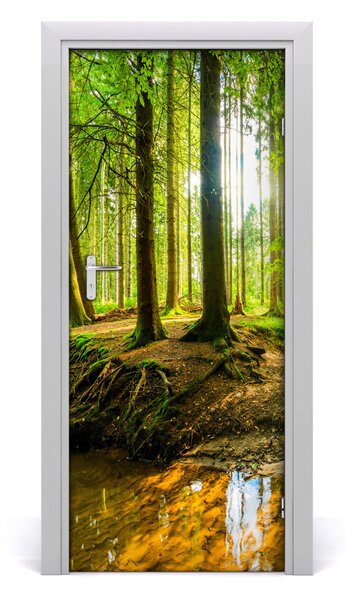 Adesivo per porta interna Flusso nella foresta 75x205 cm