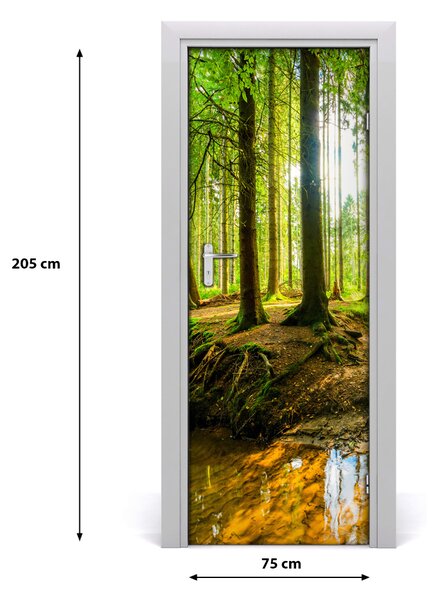 Adesivo per porta interna Flusso nella foresta 75x205 cm