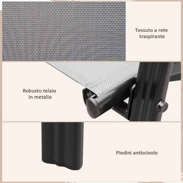 VivaGarden Sedia per Esterni Impilabile Set 4 Sedie da Giardino in Metallo/Tessuto Dimensioni 54x75,5x95 cm colore Grigio