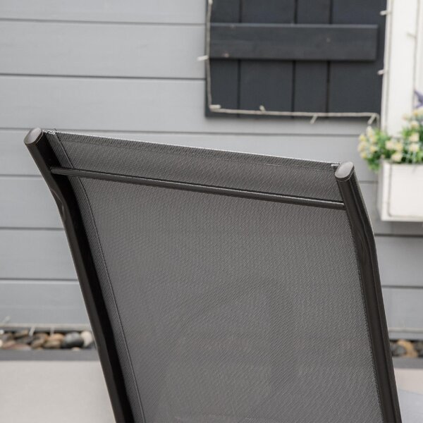 VivaGarden Sedia per Esterni Impilabile Set 4 Sedie da Giardino in Metallo/Tessuto Dimensioni 54x75,5x95 cm colore Grigio