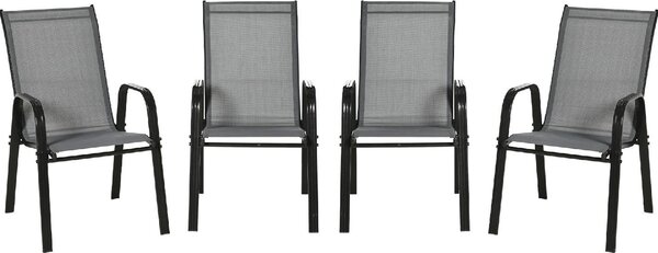VivaGarden Sedia per Esterni Impilabile Set 4 Sedie da Giardino in Metallo/Tessuto Dimensioni 54x75,5x95 cm colore Grigio