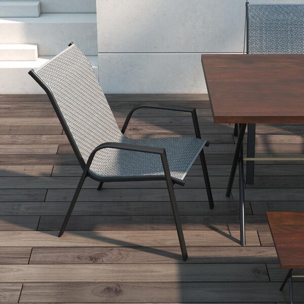 VivaGarden Sedia per Esterni Impilabile Set 4 Sedie da Giardino in Rattan PE Dimensioni 52x70x85 cm colore Grigio