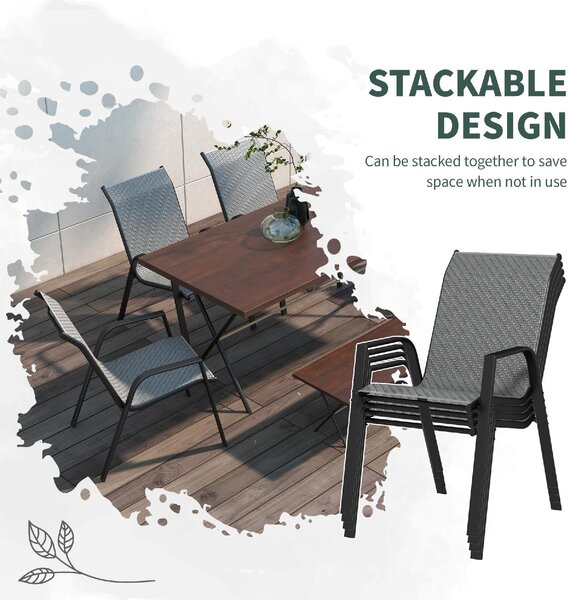 VivaGarden Sedia per Esterni Impilabile Set 4 Sedie da Giardino in Rattan PE Dimensioni 52x70x85 cm colore Grigio