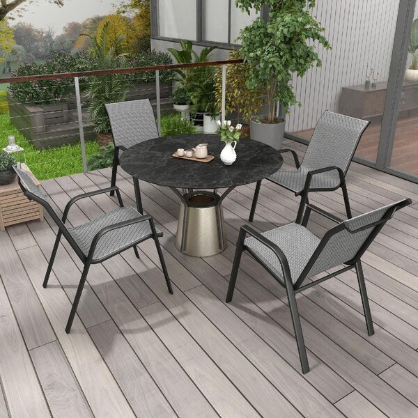 VivaGarden Sedia per Esterni Impilabile Set 4 Sedie da Giardino in Rattan PE Dimensioni 52x70x85 cm colore Grigio
