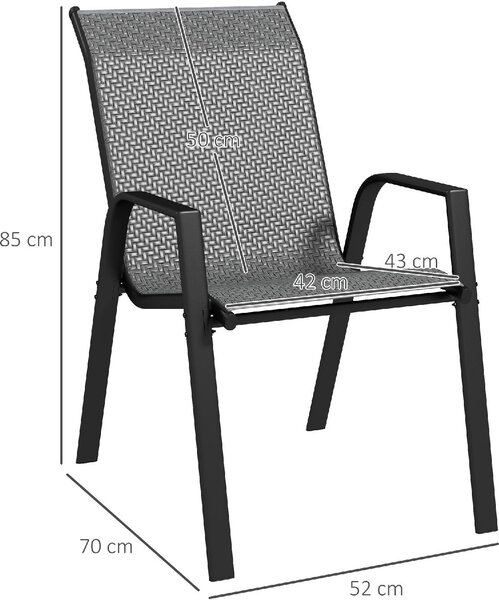 VivaGarden Sedia per Esterni Impilabile Set 4 Sedie da Giardino in Rattan PE Dimensioni 52x70x85 cm colore Grigio