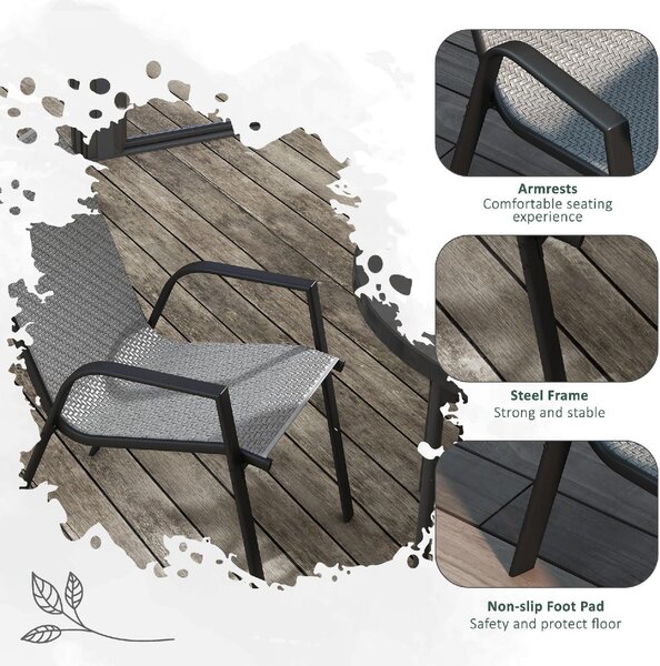 VivaGarden Sedia per Esterni Impilabile Set 4 Sedie da Giardino in Rattan PE Dimensioni 52x70x85 cm colore Grigio