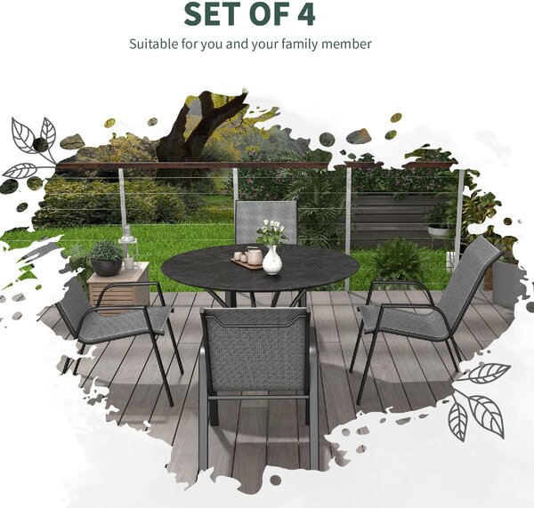 VivaGarden Sedia per Esterni Impilabile Set 4 Sedie da Giardino in Rattan PE Dimensioni 52x70x85 cm colore Grigio