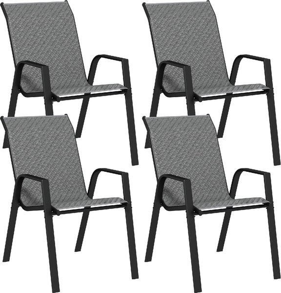 VivaGarden Sedia per Esterni Impilabile Set 4 Sedie da Giardino in Rattan PE Dimensioni 52x70x85 cm colore Grigio