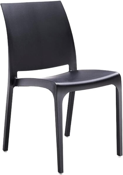 Divina Home Sedia per Esterni Impilabile Set 4 Sedie da Giardino in Polipropilene Dimensioni 46x54x80 cm colore Nero - Sofia