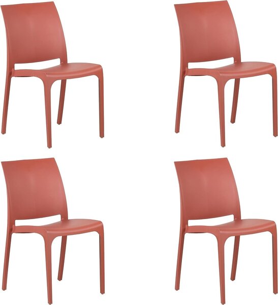 Divina Home Sedia per Esterni Impilabile Set 4 Sedie da Giardino in Polipropilene Dimensioni 46x54x80 cm colore Rosso - Sofia
